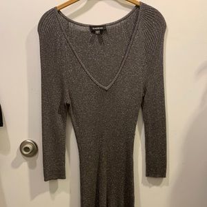 Bebe Gray/ Silver Sparkle Knit Dress